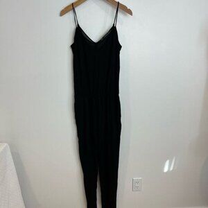 Zara Womens TRF Black Ribbed Jumpsuit Sleeveless Size Small Pockets One Piece